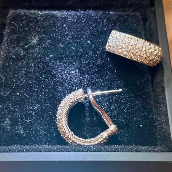 🤩 NWOT Judith Ripka CZ Rhodium Over Sterling Silver Haute Earrings 0.56ctw - Picture 2 of 7